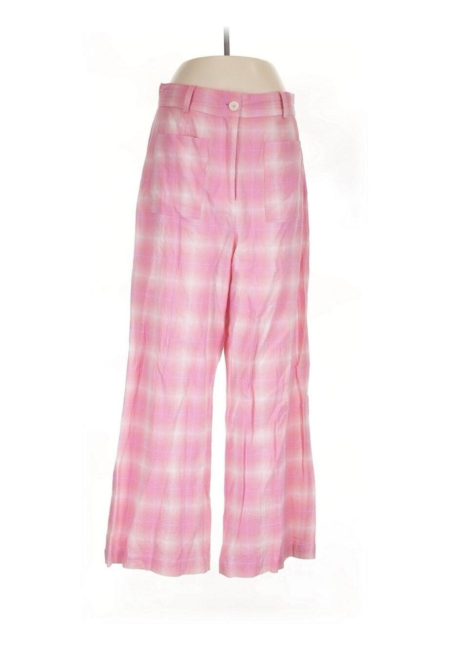 maria de la orden Pink Plaid Cropped Trousers Pants 40 US 8